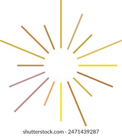 An abstract transparent retro golden art deco sunburst shape design element.