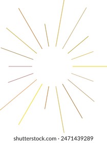 An abstract transparent retro golden art deco sunburst shape design element.