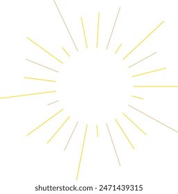 An abstract transparent retro golden art deco sunburst shape design element.