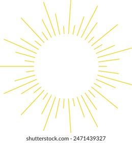 An abstract transparent retro golden art deco sunburst shape design element.
