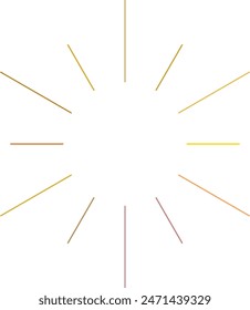 An abstract transparent retro golden art deco sunburst shape design element.