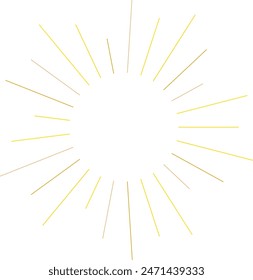 An abstract transparent retro golden art deco sunburst shape design element.