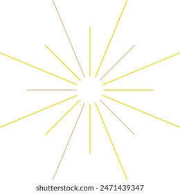 An abstract transparent retro golden art deco sunburst shape design element.