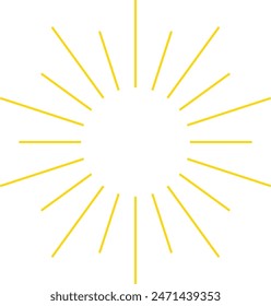 An abstract transparent retro golden art deco sunburst shape design element.
