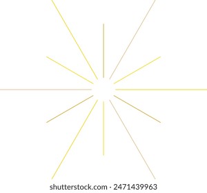 An abstract transparent retro golden art deco sunburst shape design element.
