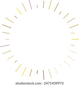 An abstract transparent retro golden art deco sunburst shape design element.
