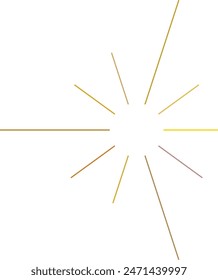 An abstract transparent retro golden art deco sunburst shape design element.