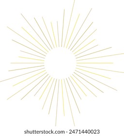 An abstract transparent retro golden art deco sunburst shape design element.