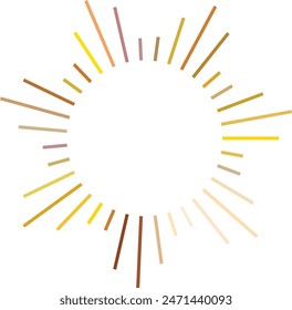 An abstract transparent retro golden art deco sunburst shape design element.