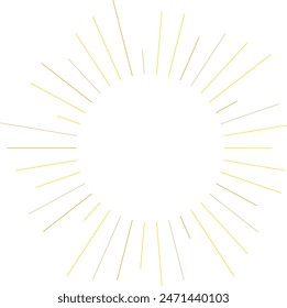 An abstract transparent retro golden art deco sunburst shape design element.