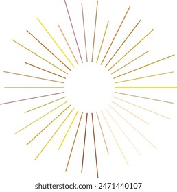 An abstract transparent retro golden art deco sunburst shape design element.