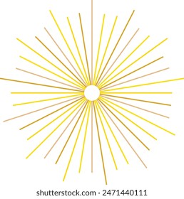 An abstract transparent retro golden art deco sunburst shape design element.