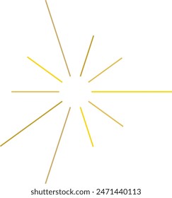 An abstract transparent retro golden art deco sunburst shape design element.