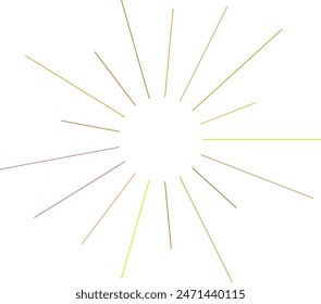 An abstract transparent retro golden art deco sunburst shape design element.