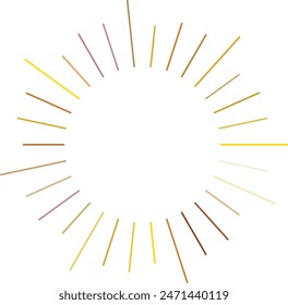 An abstract transparent retro golden art deco sunburst shape design element.