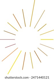 An abstract transparent retro golden art deco sunburst shape design element.
