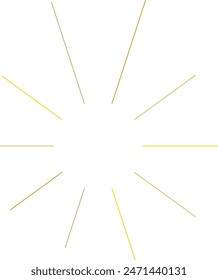 An abstract transparent retro golden art deco sunburst shape design element.