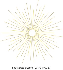 An abstract transparent retro golden art deco sunburst shape design element.