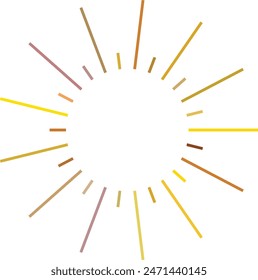 An abstract transparent retro golden art deco sunburst shape design element.