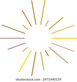 An abstract transparent retro golden art deco sunburst shape design element.