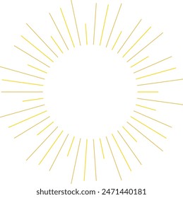An abstract transparent retro golden art deco sunburst shape design element.
