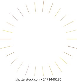 An abstract transparent retro golden art deco sunburst shape design element.