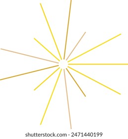 An abstract transparent retro golden art deco sunburst shape design element.