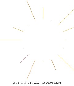 An abstract transparent retro golden art deco sunburst shape design element.