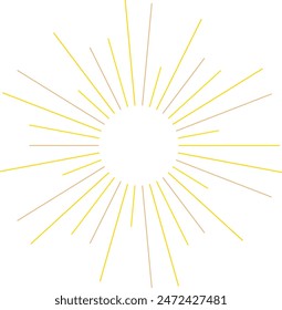 An abstract transparent retro golden art deco sunburst shape design element.