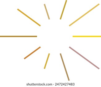 An abstract transparent retro golden art deco sunburst shape design element.