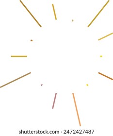 An abstract transparent retro golden art deco sunburst shape design element.