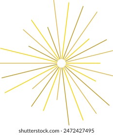 An abstract transparent retro golden art deco sunburst shape design element.