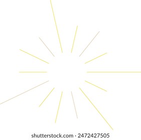 An abstract transparent retro golden art deco sunburst shape design element.