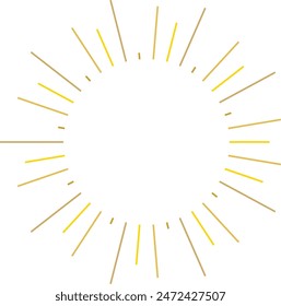 An abstract transparent retro golden art deco sunburst shape design element.