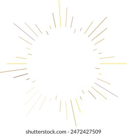 An abstract transparent retro golden art deco sunburst shape design element.