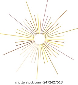 An abstract transparent retro golden art deco sunburst shape design element.