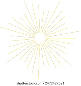 An abstract transparent retro golden art deco sunburst shape design element.