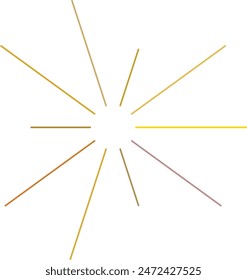 An abstract transparent retro golden art deco sunburst shape design element.