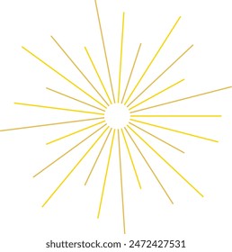 An abstract transparent retro golden art deco sunburst shape design element.