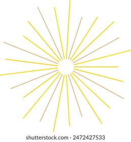 An abstract transparent retro golden art deco sunburst shape design element.