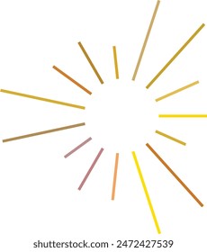 An abstract transparent retro golden art deco sunburst shape design element.