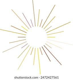 An abstract transparent retro golden art deco sunburst shape design element.