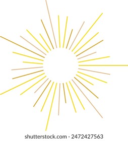 An abstract transparent retro golden art deco sunburst shape design element.