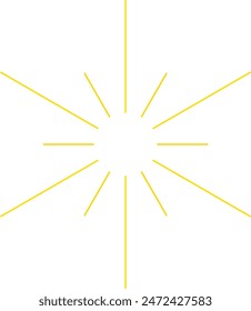 An abstract transparent retro golden art deco sunburst shape design element.