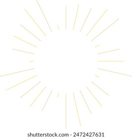 An abstract transparent retro golden art deco sunburst shape design element.