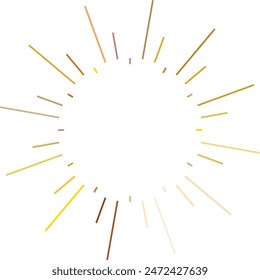 An abstract transparent retro golden art deco sunburst shape design element.