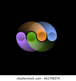Abstract transparent shape on black. Web icon,symbol or creative logo concept. Vector design template element for your application or corporate identity