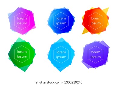 Abstract transparent shapes. Paper style. Pink, blue, purple, red, orange, yellow, green colors. Eps 10