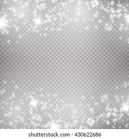 Abstract transparent sparkle glow light effect. Christmas concept. Vector illustration