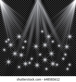 Abstract transparent sparkle glow light effect. Christmas concept. Vector illustration